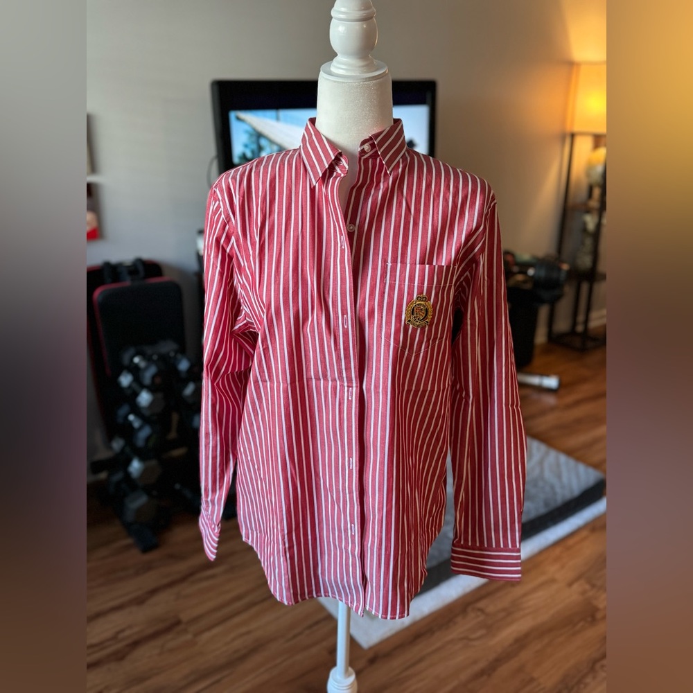 Ralph Lauren striped red blouse - medium, never worn